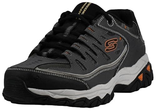 Skechers Men's Afterburn M. Fit Fashion Sneakers – Leather Upper, Memory Foam Insole, Rubber Outsole, Charcoal/Gray, 12 X-Wide
