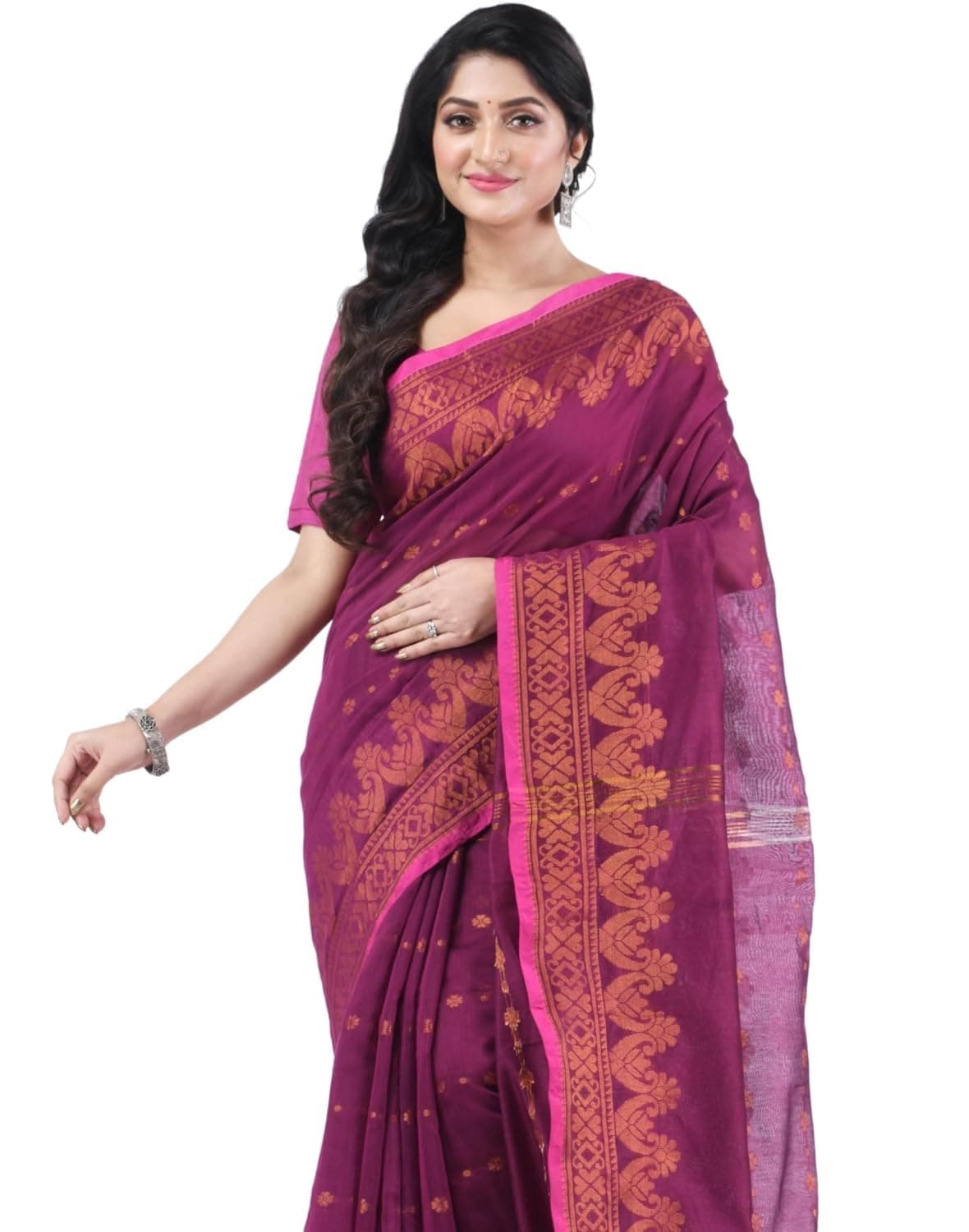 dB DESH BIDESH Women`s Silk Cotton Soft Linen Handloom party,wear sarees trending, summer wedding, latest mysore silk sorno mukut zari karigari with unstitched blouse piece cotton saree for Women