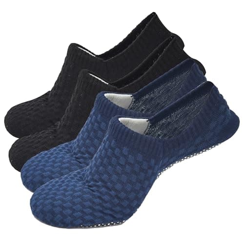 WRPPAREL Anti Skid Non Slip Slipper Socks Men Grippy Socks Woman Yoga Pilates Barre Hospital Old Age Rubber Grip Anti Odor 2 Pairs Size XXL