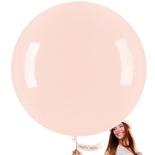 PartyWoo Pale Pink Balloons 4pcs 36 Inch Light Pastel Baby Pink Latex Helium Balloons for Birthday Engagement Bachelorette Baby Shower Easter Princess Butterfly Theme Party Decorations PinkQ01