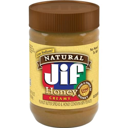 Jif Natural Creamy Peanut Butter Spread and Honey Contains 80 Peanuts 16 Ounces