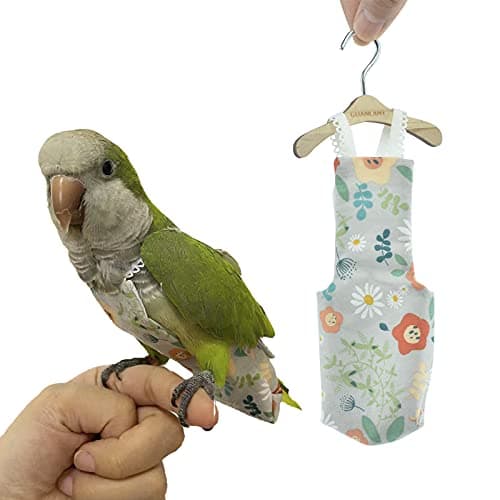 GUANLANT Bird Diaper Cockatiel Clothes Flight Suite, Quaker Parrot Diaper Flight Clothes, Bird Reusable Training Nappy Suit Liners with Hanger Leash Hole for Sun Conure Senegal