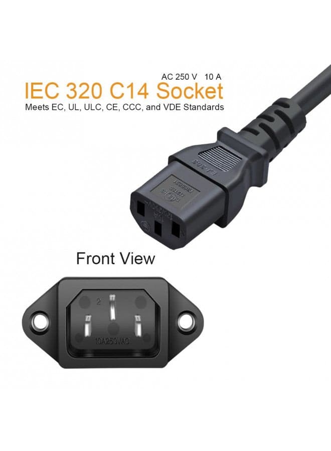 10 Pack AC 250V 10A IEC 320 C14 Panel Mount Plug Adapter Power Connector Socket Black Screw Mount 3 Pins Inlet Power Plug Socket by MXR