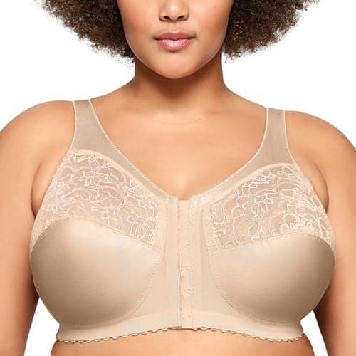 Glamorise Full Figure Plus Size MagicLift Front-Closure Support Bra Wirefree #1200 Blush