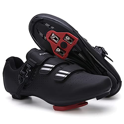 Mens Women Cycling Shoes Compatible with Pelaton Bike Shoes Road Bike Riding Bicycle Pre-Installed with Delta Cleats Clip Indoor Outdoor Pedal Size 10.5 Black