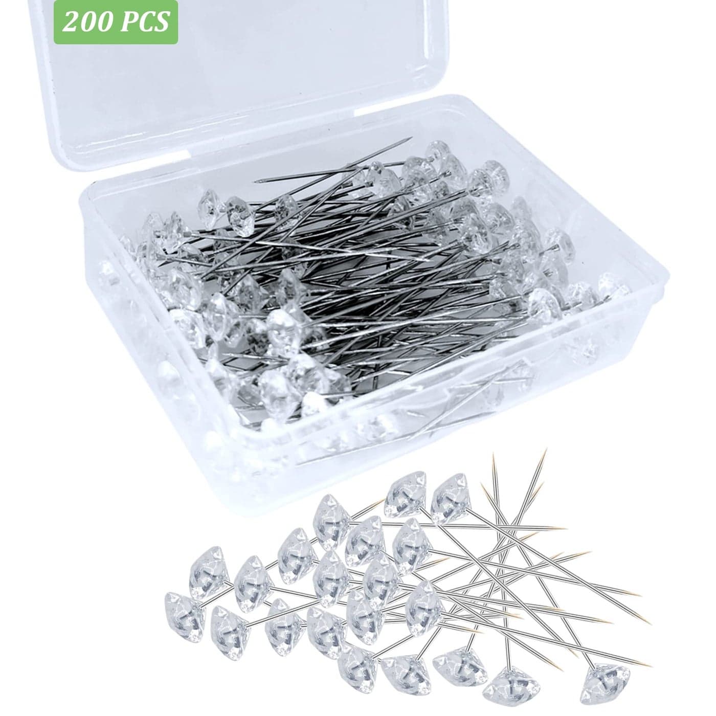 200PCS Corsage Boutonniere Pins Sewing Corsages Flower Pins Long 2inch Floral Diamond Rhinestones Pins Straight Head Pins for Wedding Jewelry DIY Decoration Quilting and Craft by Sunenlyst