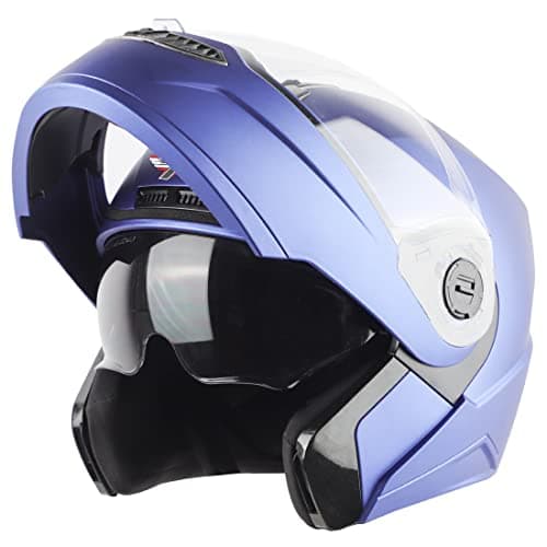 Steelbird SBA-7 7Wings ISI Certified Flip-Up Helmet for Men and Women with Inner Smoke Sun Shield (Large 600 MM, Dashing Blue)