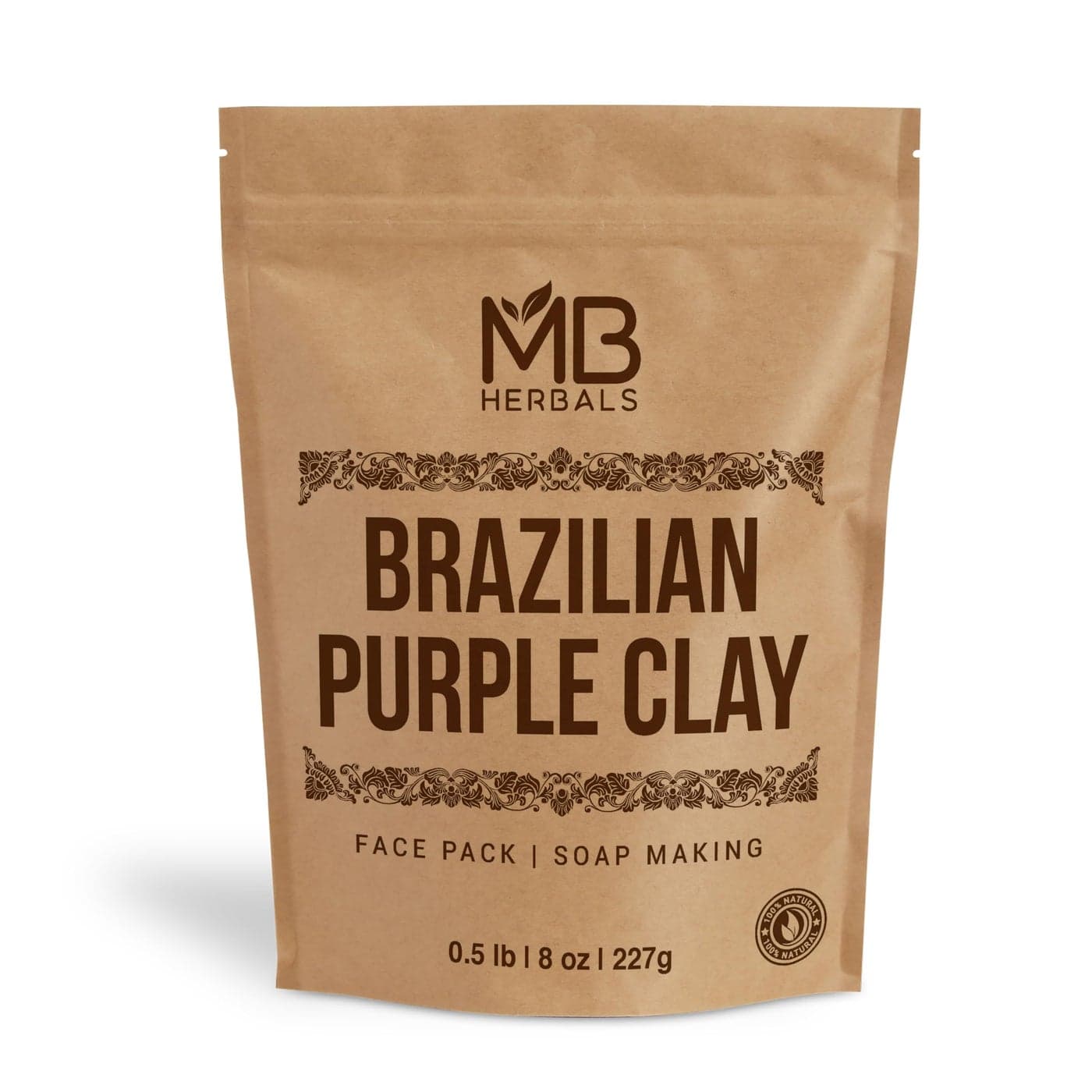 MB Herbals Brazilian Purple Clay Powder 8 oz 05 LB 227 Gram Face Packs Soap Making Mild AntiAgeing Clay