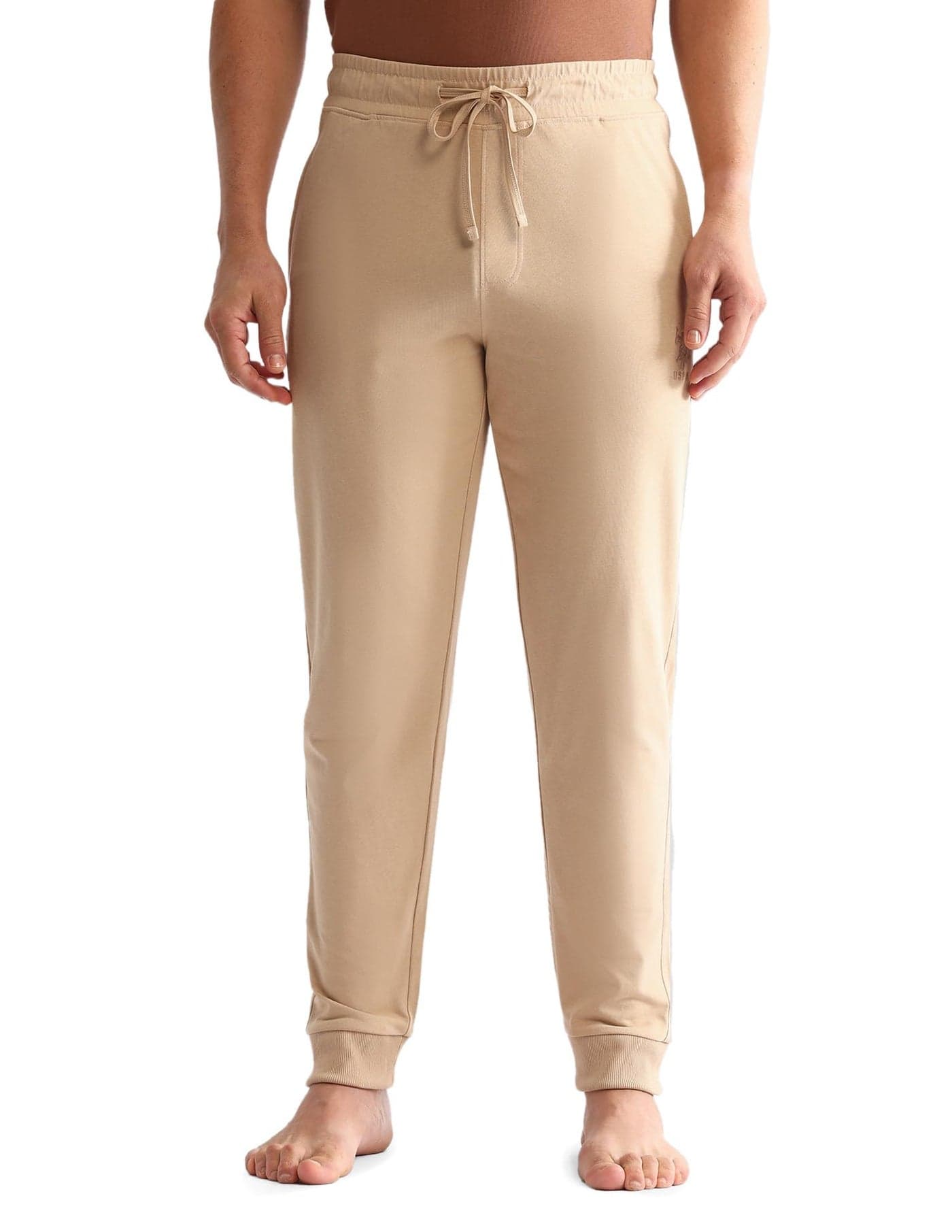 U.S. Polo ASSN. Mens Drawstring Waist Mid-Rise Solid OJ007 Joggers (Warm Sand M)