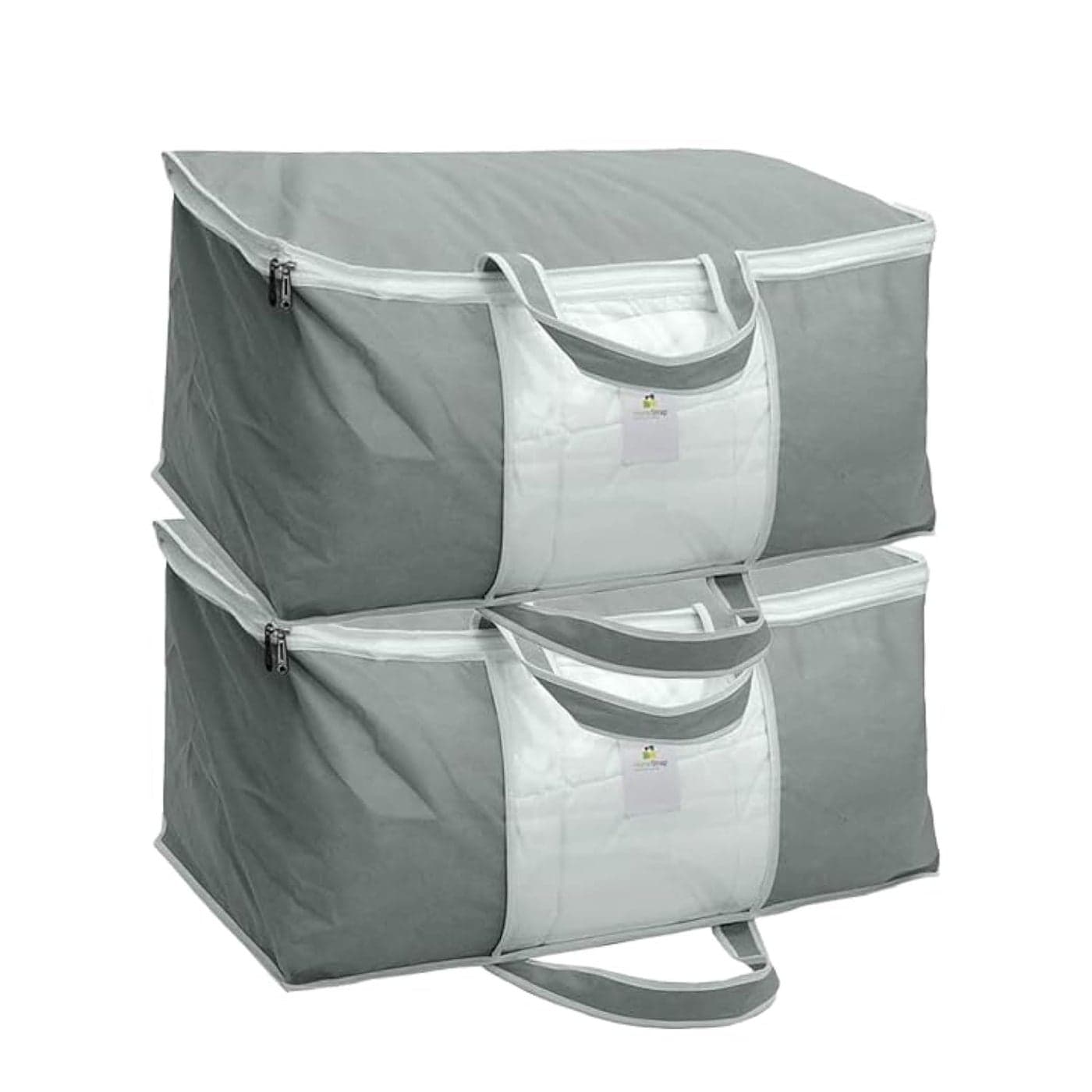 HomeStrap Set Of 2 Non Woven Underbed Storage OrganizerBlanket Cover Bag With Transparent WindowFront Handle For QuiltClothesGreyFeatured On Shark TankNonWoven43 Centimeters32 Centimeters