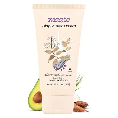 Maate Diaper Rash Cream for Baby 70ml | Enriched with Vetiver, Cinnamon, and Rosemary Oils | Treats & Heals Diaper Rashes & Infection | Diaper Cream for Baby | Pediatrician & Dermatologically Tested