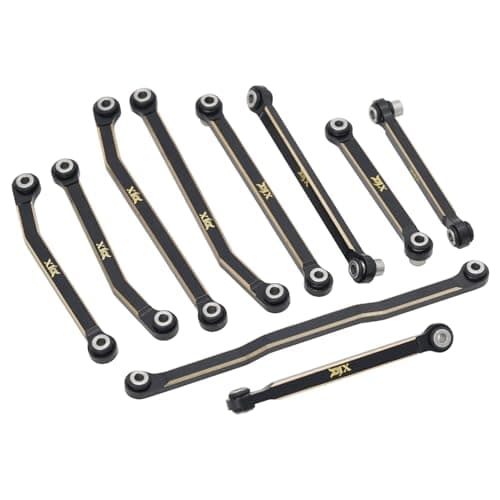 DJX CNC Machine Brass High Clearance Chassis Steering Links Set 10pcs Set for 118 RC Crawler Car HPI Venture18 Upgrades Parts