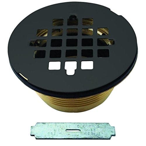 Westbrass D206B-62 4-1/4" OD Compression Shower Drain Body with Grid Cover Plate, Matte Black