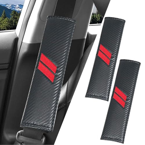 JDDRY 2PC Car Seat Belt Covers PadsCarbon Fiber Car Accessoriesfor ChallengerDodgeCharger Seatbelt Shoulder StrapRed