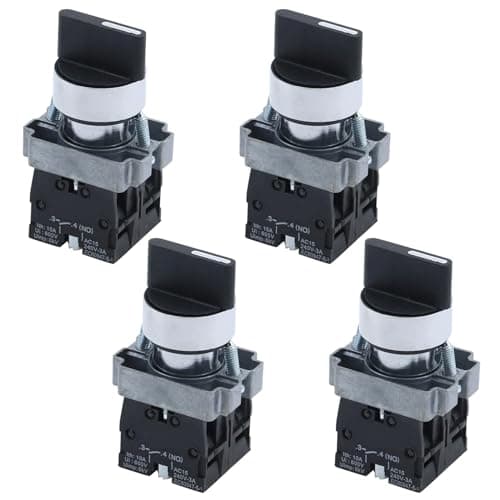 Antrader 4pcs ZB2-BE101 SPDT 2NO 4 Pin 3 Position Round Top Rotary Selector Switch AC 600V 10A