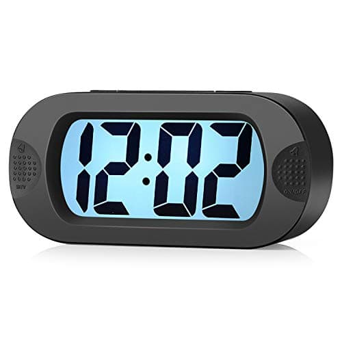 Plumeet Kids Alarm Clock Large Digital LCD Travel Alarm Clocks with Snooze and Night Light - Ascending Sound and Handheld Size - Best Gift for Kids (Black)