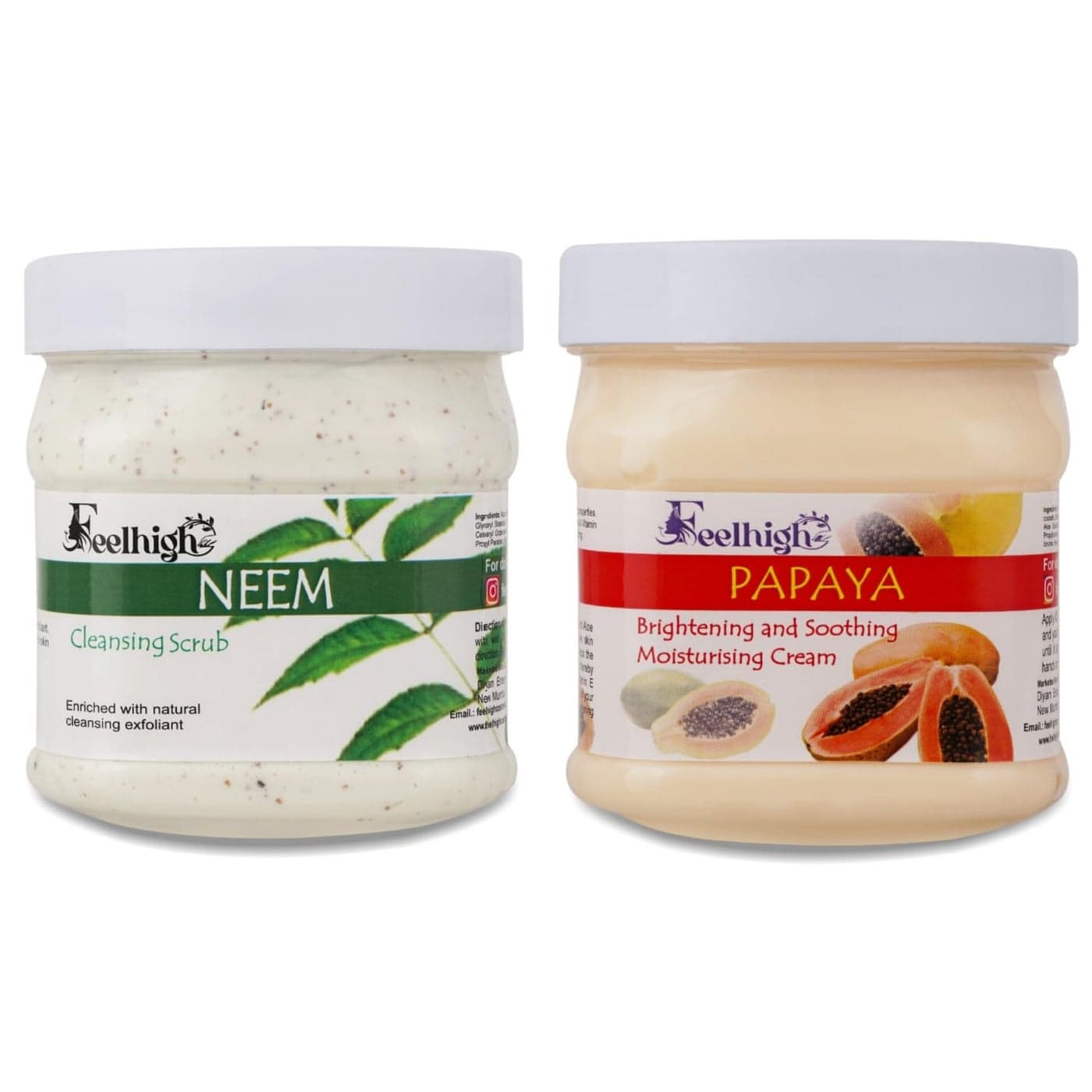 Face Body Neem Scrub Helps to Deep Cleansing Scrub Enriched Natural Neem Extract500ml And Papaya Scrub Enriched with Papaya Aloevera And Vitamin E Extract Helps to Reduce acne 500ml Men and Women
