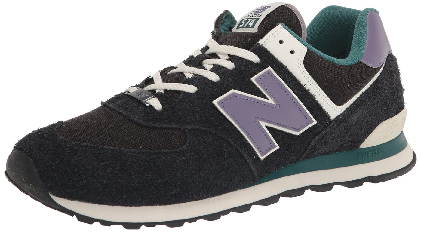 New Balance Unisex 574 V2 Lace-Up Sneaker, Black/Blue, 7.5 US Men