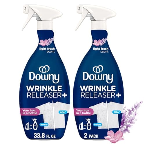 Downy Wrinkle Releaser Fabric Spray, Light Fresh Scent, 33.8 Fl Oz (Pack of 2)