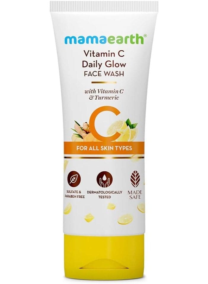 Mamaearth Vitamin C Daily Glow Face Wash With Vitamin C, Turmeric & Aloe Vera, Brightens Dull Skin & Fights Sun Damage, Improves Skin Tone & Boosts Radiance | Daily Cleanser, All Skin Types, 100ml