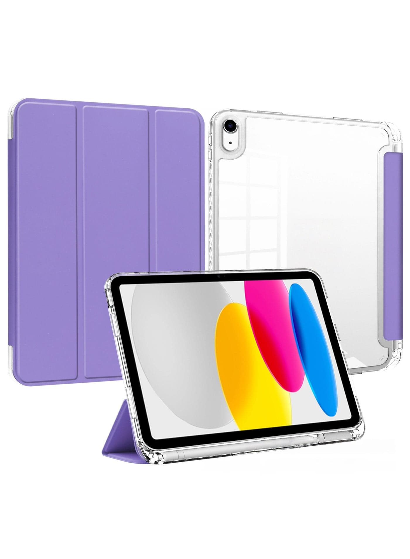Case for iPad air 11 with Pencil Holder and Soft TPU Bumper, Clear Transparent Back Shell Slim Stand Shockproof Tablet Cover, Auto Wake/Sleep