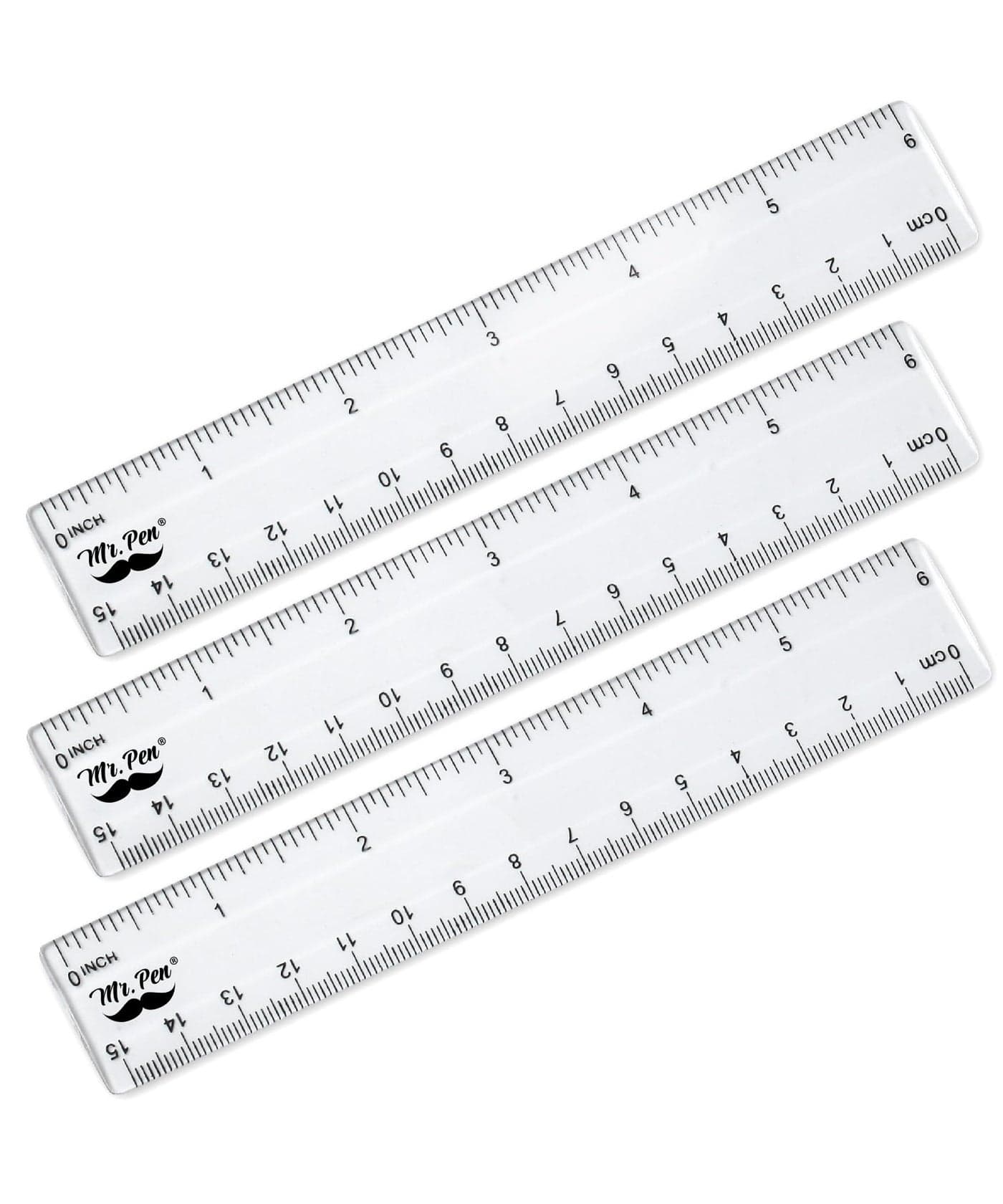 Mr Pen Plastic Rulers 6 Inch 3 Pack EasytoRead Markings ScratchResistant Design with Inches and Centimeters Durable Small Transplant Rulers for Crafting Office School School Supplies