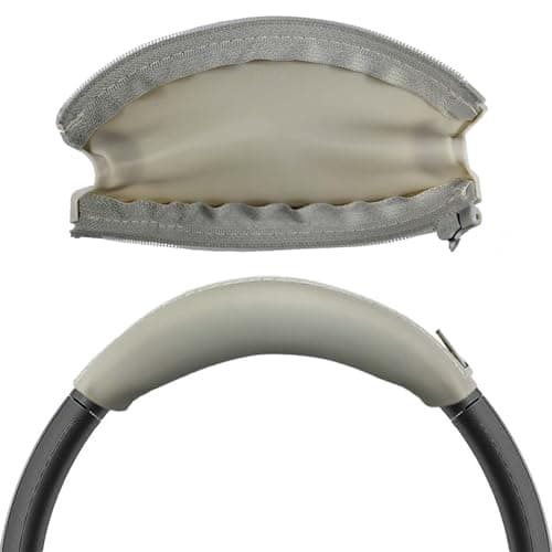 Adhiper Silicone Sweat Headband Cover for Sony WH1000XM4 WHCH720N WHXB910N ULT WEAR Washable Zipped Dustproof Headband Cover Protector for Soundcore Space Q45 Life Q30 Q20 Off White