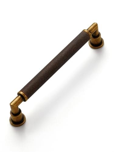 JIASENBAO 5 Pack Antique Brass Cabinet Pulls 5 Hole Center Knurled Vintage Drawer Pulls Bathroom Dresser Handles Hardware Bar Zinc Alloy