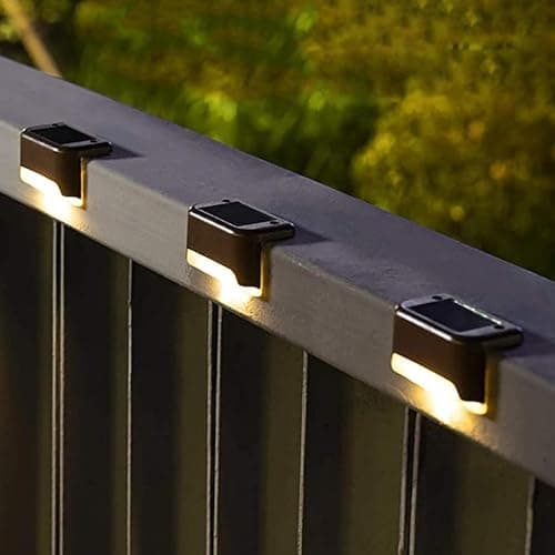 TECH LOGO ELECTRONICS Fibreglass 20 Pack LED Solar Step Lights Outdoor Waterproof Solar Stair Lights Solar Powered Deck Lights Auto On/Off (Warm White) (20)