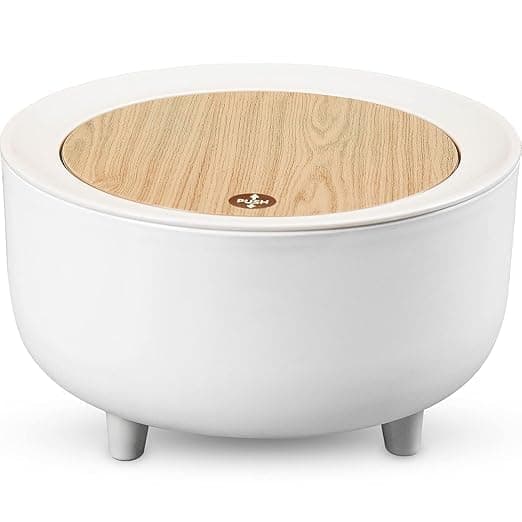 TERXA Mini Dustbin With Lid For TabletopDeskOfficeBathroomVanity Round Trash Can With Attached Swing Lid Swing Press Opening Plastic WasteGarbage Bin Pack of 1Multicolor