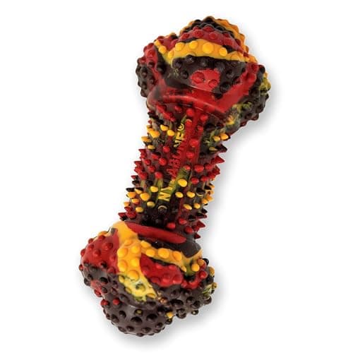 Nylabone Double Action Bone Strong Chew Toy for Dogs Rubber Dog Toys for Moderate Aggressive Chewers Bacon Cheeseburger Small Up to 25 Ibs 1 Count