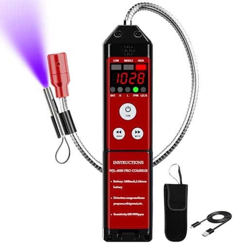 Refrigerant Leak Detector WJL6000 PRO HVAC Freon Leak Detector Halogen Freon Sniffer Rechargeable Air Conditioning Detection for R32 R410A R454B R290 CFCs HCFCs HFCs HFOs HCs
