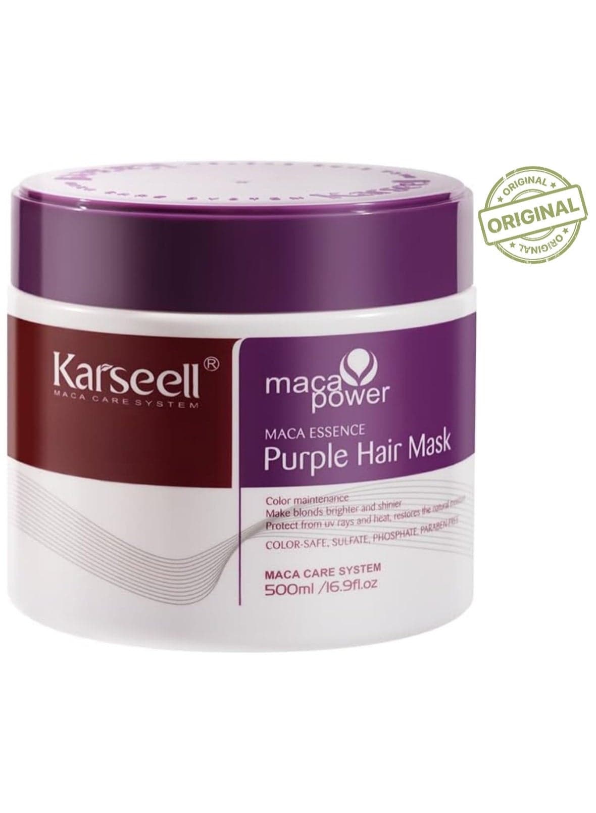 Karseell Purple Hair Mask Professional Neutralizes Brass & Yellow Tones For Blonde Silver Gray Highlighted Hair 16.90 oz 500ml
