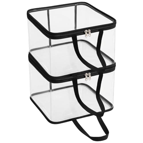 HomeStrap Vinyl Set of 2 | 28 Ltr Transparent Clothes Storage Bag Organizer with Reinforced Handle and Zipper (Black) , 32 cm , 22 cm