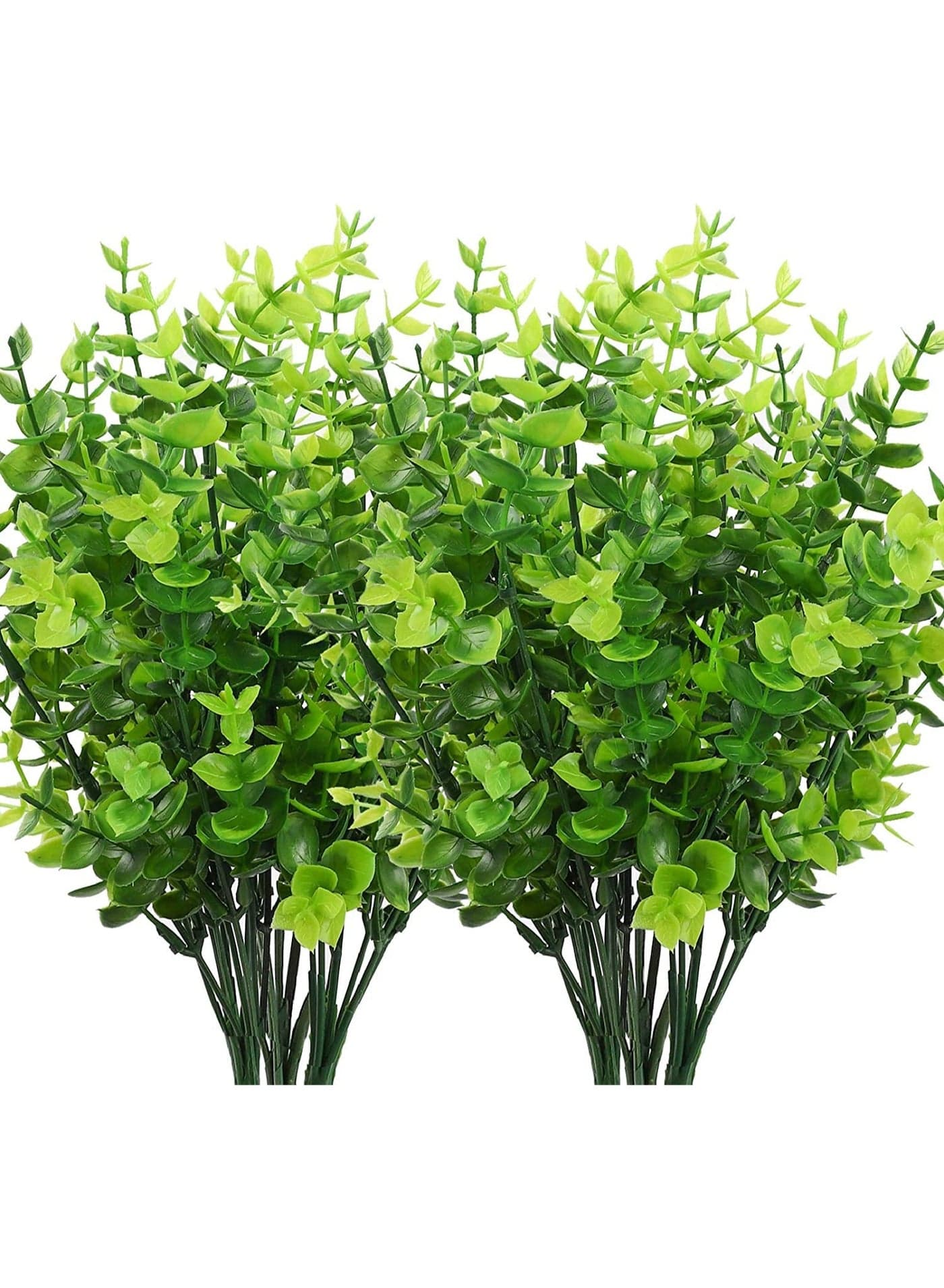 8pcs Artificial Greenery Plants Outdoor UV Resistant Fake Plastic Boxwood Shrubs Grass Stems for Home Wedding Courtyard Indoor and Outside Garden Porch Patio Window Box Farmhouse Decoration