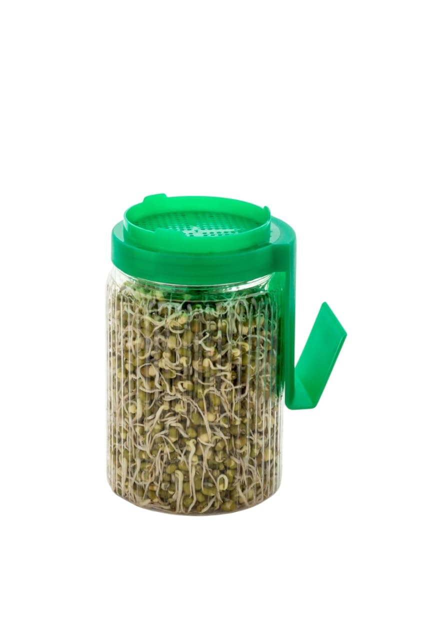 HOMBERKING Sprout Maker Jar | Hygienic Glass Sprouts Maker Jar With Printed Recipe Recipes Of Sprouting- Storage Containers Glass Meal Fresh Beans & Grain Sprouter For Living Healthy (PACK OF 1)