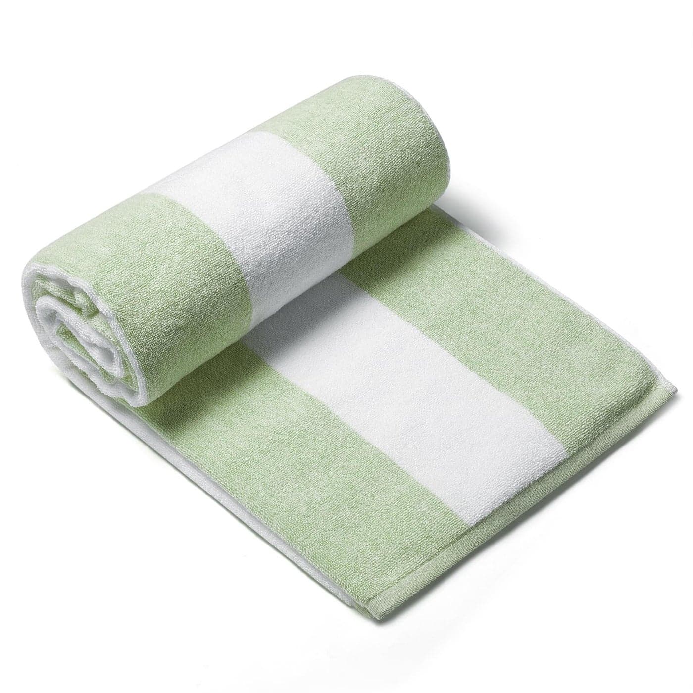 CLOWOOD Plush Oversized Beach Towel Cotton 40 x 72 Inch Large Thick Grass Green Striped Cabana Pool Swimming Towel