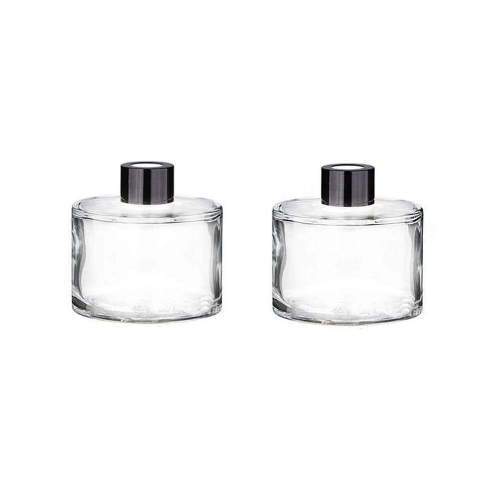 Set of 2 Glass Essential Oils Diffuser Bottles Fragrance Bottle Jars Containers for DIY Replacement Reed Diffuser Sticks Sets Essential Oils Crafts Decor 50ML Black Cap