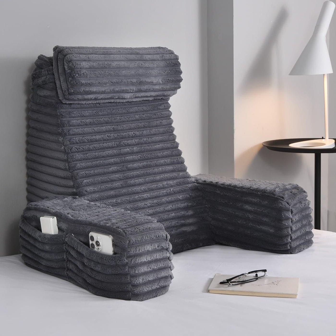 ENITYA Reading Pillow for Sitting in Bed Adult XL Back Pillow for Bed Sitting up Back Support Chair Pillow for Sitting upWatching TVReadingGamingRestingPost SurgeryDark Grey
