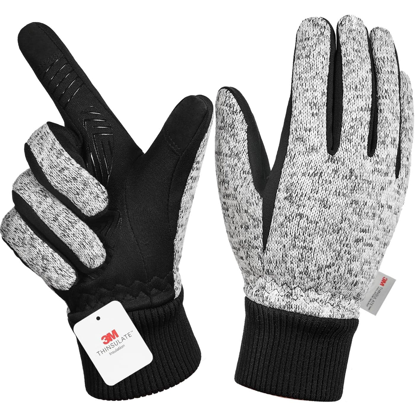 MOREOK Winter Gloves -10°F 3M Thinsulate Warm Gloves Bike Gloves Cycling Gloves for Driving/Cycling/Running/Hiking-Gray-L