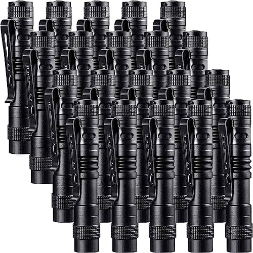 Beieverluck 20 Pack Pen Light Flashlight Mini Small Flashlight with Clip Waterproof LED Pocket Pen Flashlights for Camping, Inspection, Work, and Emergency(Small,Black)