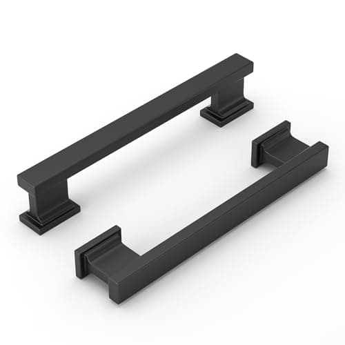 Banqin 10 Pack 5 Inch Matte Black Solid Cabinet Handles Rust Resistant Kitchen Cabinet Handles 128mm Hole Center Sturdy Durable Drawer Pulls with a Smooth Touch