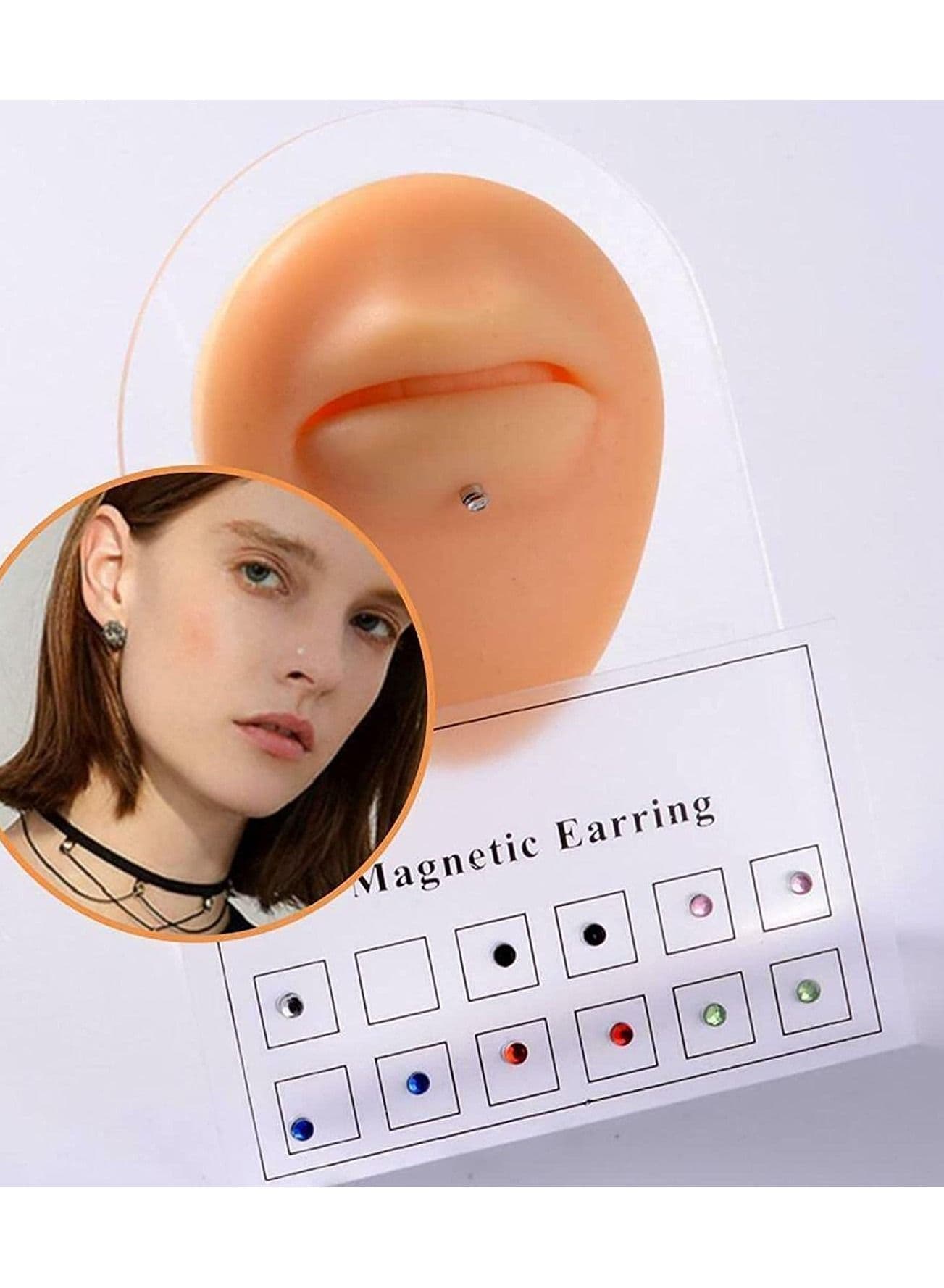 24 Piece Magnetic Nose Stud Crystal Stud Earrings