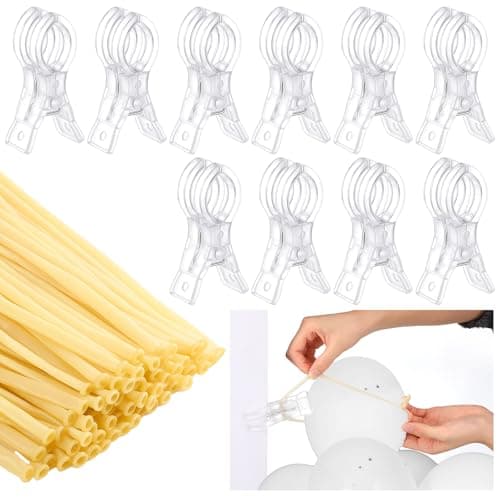 Amyhill 10 Pack Large Balloon Arch Clips Plastic Transparent Backdrop Spring Clamps 3.5 Inch Heavy Duty Clip and 100 Pcs Clear 260 Long Balloons Arch Kit Birthday Decoration Crafts Photography