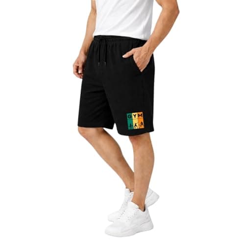 KART BLACK Plus Sizes Men's Cotton Knee Length Shorts Casual and Night Wear Mens Shorts (3XL, BlackGymLife)