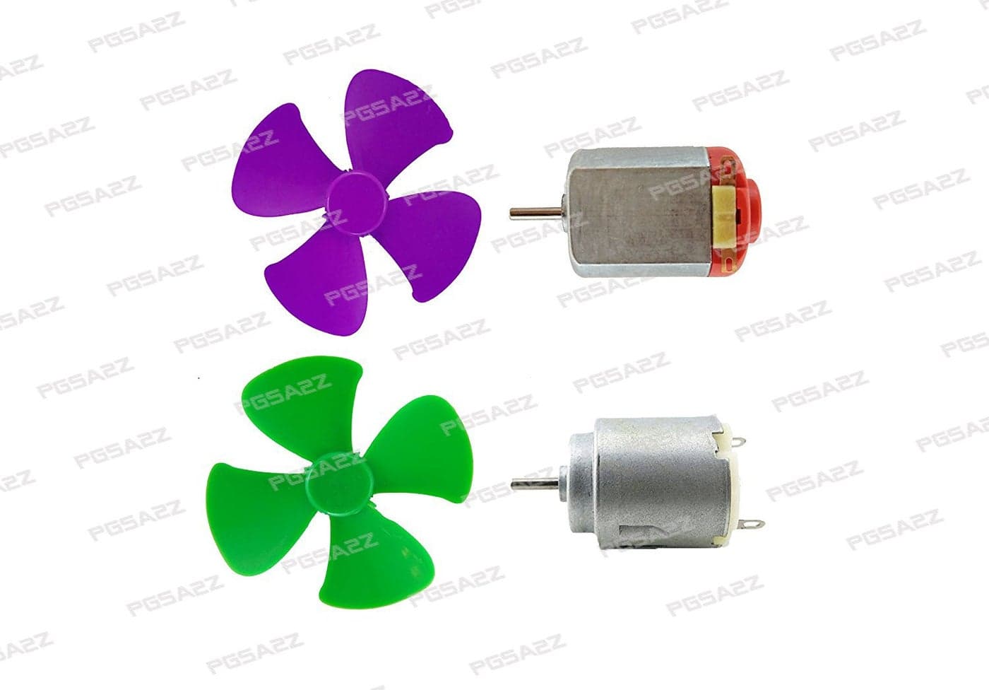 PGSA2Z™ 1Pcs Round Small Size Toy Motor 1 Pcs Flat Small Size Toy Motor with 2Pcs 4 Wing Fan (Color Multi)