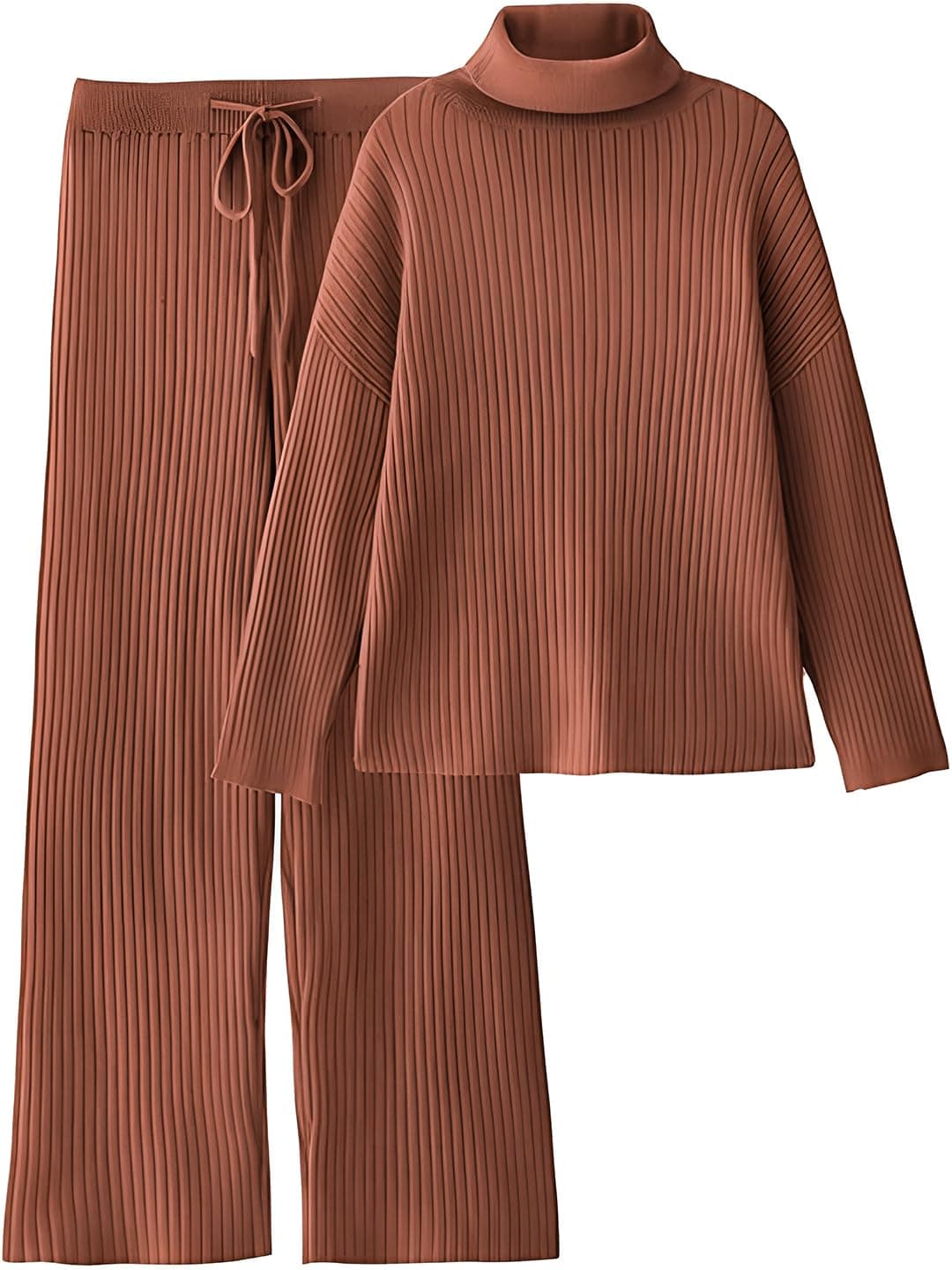 TYSORT Women’s Winter Woolen Turtleneck Sweater with Pajama | Warm Winter Wear Cord Set | Woolen Tracksuit Loungewear Set