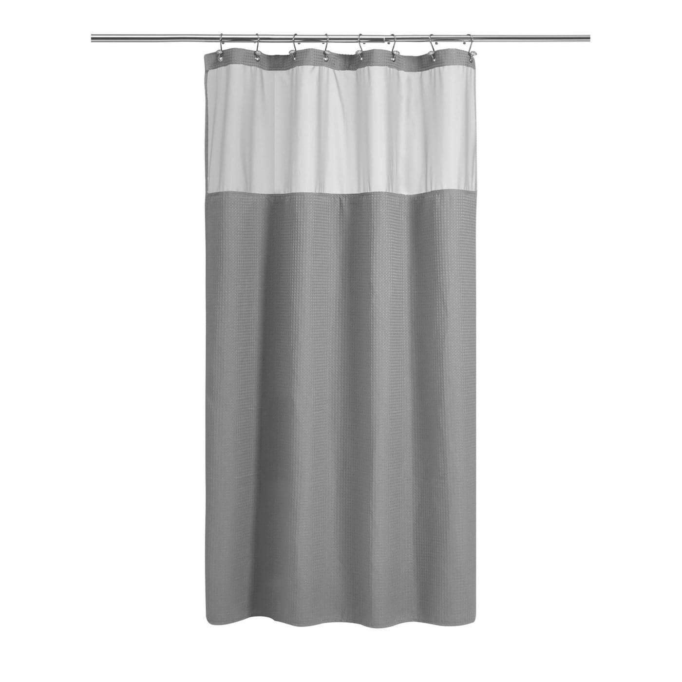 NY HOME 48 Inch Waffle Weave Shower Curtain with Snapin Fabric Liner 12 Metal Hooks Set 48 x 72 Shower Stall Size Hotel Style Mesh Top Window Machine Washable Gray 48x72