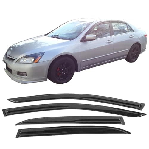 IKON MOTORSPORTS Window Visors Compatible with 20032007 Honda Accord Smoked JDM Stick On External Side Window Wind Deflectors