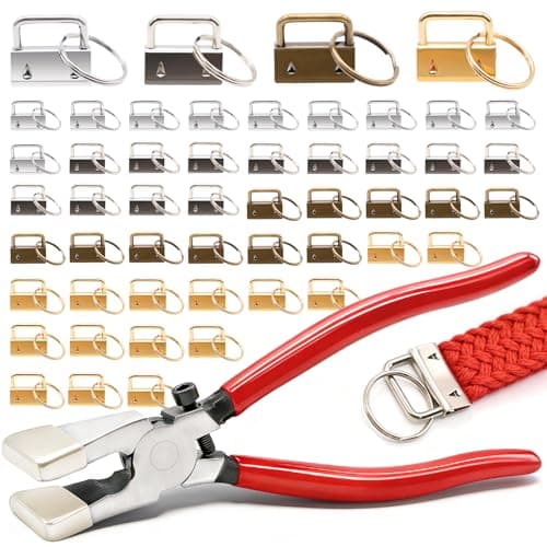 mankk 40PCS 1 inch Key Fob Hardware Set with Key Fob Pliers and Key Ring, Keychain,Lanyard,Wristlet Hardware for Key Fob Hardware Install (4 Colors)